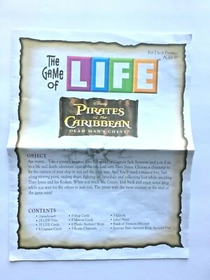 Game Of Life Pirates Of The Caribbean Dead Man's Chest: Rules Booklet 2006 - Image 1 of 2