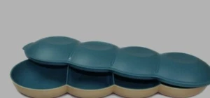 TUPPERWARE Allegra Perle Petrol Gold + Deckel Servierquartett Servierschale - Bild 1 von 1