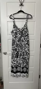 NWT Knox Rose Dress Tie Front Midi Black & White Women's Plus Size Spring Summer - Picture 1 of 4