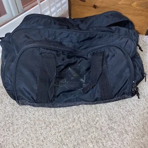 Eddie Bauer Waterproof Duffel Bag Nylon Black Full Zip Double Handles - Picture 1 of 5