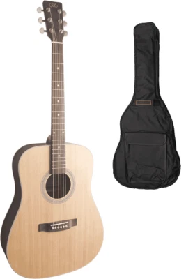 GUITARE ACOUSTIQUE DREADNOUGHT 4/4 FOND ET ECLISSES NOIR SX SD204BK AVEC HOUSSE Foto 1 de 2