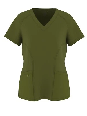 Four Way Solid STRETCH Scrub Uniform V- Neck Top for Ladies 14 Colors - Image 1 of 4