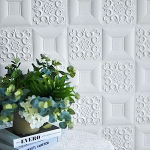 WALL PANELS 52 sq ft White Self Adhesive Crisscross Foam Backdrop Decorations - Picture 1 of 8