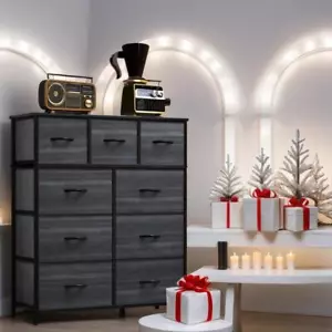 9 Schubladen Nachttisch Truhe Kommode Organizer Aufbewahrung Schlafzimmer Schrank schwarz - Bild 1 von 5