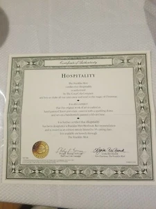 1995 Franklin Mint Coca Cola "Hospitality" Certificate of Authenticity Only - Picture 1 of 1