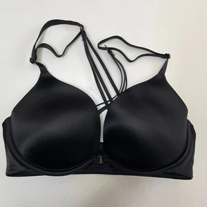 Ambrielle Push Up Bra 34D Front Close Strappy Back Underwire Padded Plunge - Picture 1 of 13
