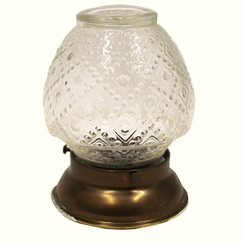 Antique Porch Light Brass & Dotted Pattern Glass Shade Union Made Ceiling Mount Cover