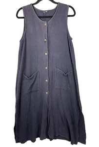 Tunic Shirt Dress Size Large Gray High Slits Silk Blend Textured Pockets Artsy - Picture 1 of 7