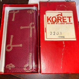 De colección pero nuevo nuevo en caja Koret Cuero Llavero Estuche Portacartera 4"" Rojo - Imagen 1 de 4