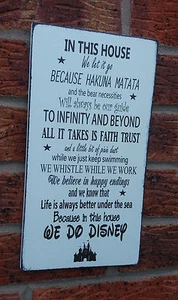 Disney Quotes In This House we Do Disney Wooden Sign 12 x 6 Inches hanging - Picture 1 of 3