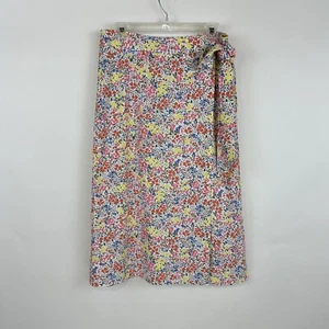 Falda midi envolvente Ann Taylor LOFT mezcla de lino talla 6 floral playa verano boho - Imagen 1 de 13