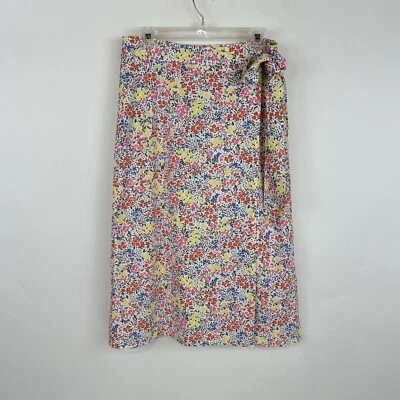 Falda midi envolvente Ann Taylor LOFT mezcla de lino talla 6 floral playa verano boho Foto 1 de 4