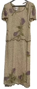 RARE VTG Laurence Kazar 100% Silk Beaded Evening Gown Paris/New York - Picture 1 of 11