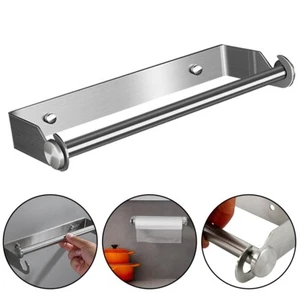 Stainless Steel Kitchen Toilet Roll Paper Holder Strong Stick Wall Mount Rack - Picture 1 of 9