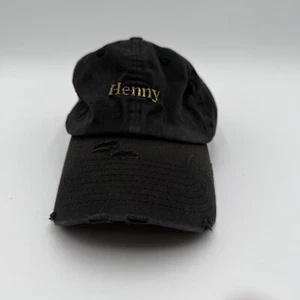 KBETHOS Vintage Henny Black Ripped Cap Hat Black Strapback One Size - Picture 1 of 4