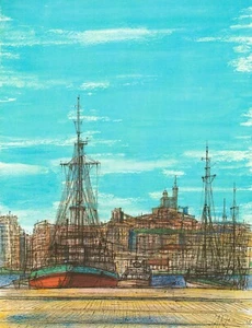 1966 Print by Carzou "Notre Dame de la Garde" (Marseille, Provence, France) - Picture 1 of 2