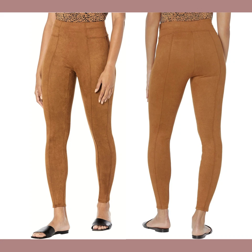 SPANX Faux Suede Leggings RICH ROSE High Waist Pull On Women's M #20322R