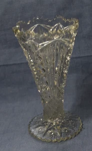 Antique Circa 1912 No. 212 Diamond w/ Fans Clear Vase by Imperial Glass Co 6.25" - Picture 1 of 3
