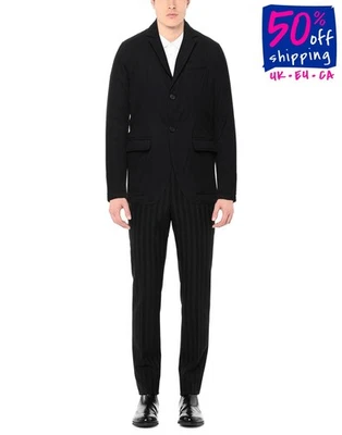 RRP €600 BIKKEMBERGS Blazer Jacket Size M Padded Black Single-Breasted - Image 1 of 4