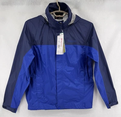Marmot PreCip® Eco Rain Jacket Blue Waterproof Hooded Mens Sz MEDIUM 41500 - Image 1 of 4