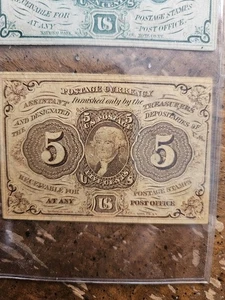 Civil War Era US 5 Cents Postage Currency Note 1862. vg+ - Picture 1 of 2