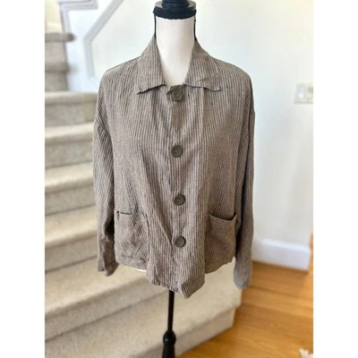 Blazer de lino a rayas FLAX marrón, gris, púrpura Foto 1 de 4