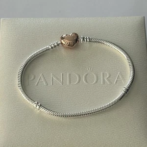 Pandora S925 Classic Rosegold Herzverschluss Schlangenkette Bettelarmband 17 cm - Bild 1 von 2