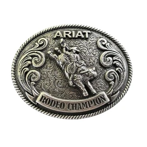 Ariat Youth Rodeo Champion Western Belt Buckle Silver Ornate Design - Picture 1 of 3