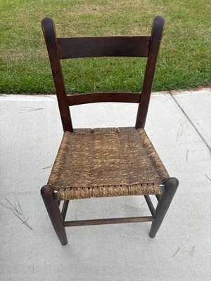 Antique 19th - Early 20th C SHAKER Straight Chair Woven Seat - Image 1 of 4