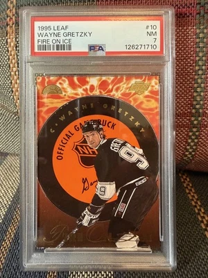 1995-96 LEAF FIRE ON ICE WAYNE GRETZKY #10 PSA 7 1995 INSERT 1555/10000 RARE - Image 1 of 2