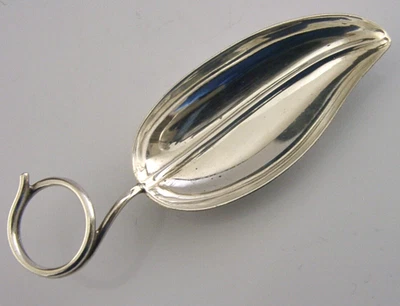 COLHER CADDY DE CHÁ FOLHA DE PRATA ESTERLINA AMERICANA INCOMUM c1930 ANTIGA - Imagem 1 de 4