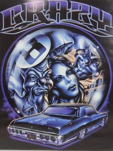 Crazy 8 Lowrider Auto Poster Urban Style Neon GM Motors Lok Clowns Mädchen - Bild 1 von 8