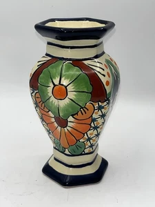 "Florero de cerámica artesanal Talavera arte popular mexicano firmado Garay 6,5""" - Imagen 1 de 6