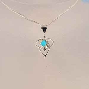 Turquoise Celtic Necklace, Celtic Design, Lab Created Gemstones, Handmade - Picture 1 of 4