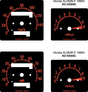 HONDA XL250RF XL250R-F KMH OR MPH CONVERSION SPEEDO TACHO CLOCKS GAUGE FACE KIT - Picture 1 of 4