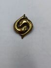 Vintage Metropolitan Museum of Art Dolphins Ying Yang Style Brooch Gold Tone