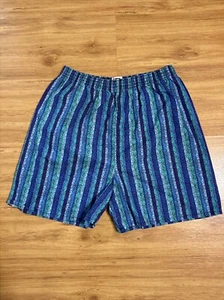 Vintage 90s Key Elements Mens Printed Shorts Sz L Green Blue USA Surfer - Picture 1 of 8