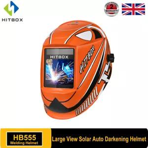 Large View Solar Auto Darkening Welding Helmet Tig Arc Mig Mask Grinding Welder - Picture 1 of 12