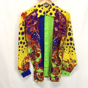 Gianni Versace Silk Long Sleeve Shirt 44 Flower Dot Pattern Italy 239 6289739 - Picture 1 of 10