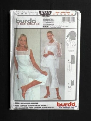 Burda 8789 Misses Jacket-Pants-Tank Top Internationl 2001 Pattern sz 10-20 Uncut - Image 1 of 2