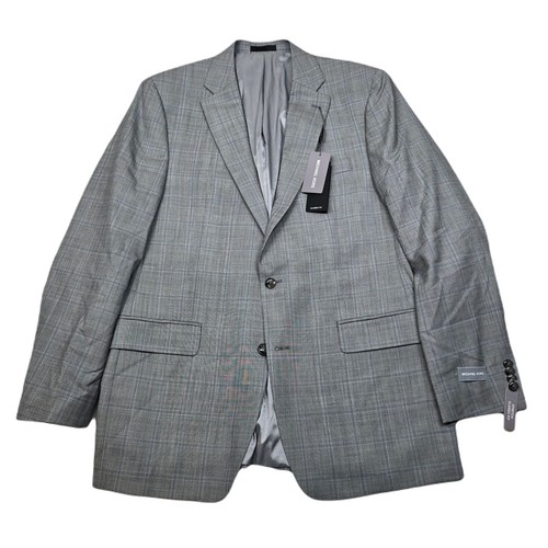 Cappotto sportivo Michael Kors uomo 42L 42 grigio blu a quadri classico lana elasticizzato 450€