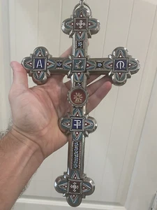 Rare Large Antique Italian Micromosaic Cross Reliquary St Rose Viterbo c1900 - Picture 1 of 9