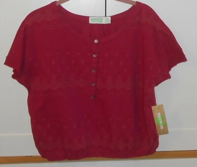 WOMEN'S DOL BY SELENA GOMEZ BURGUNDY PRINT 1/4 BUTTON TOP - SIZE XLARGE JUNIORS - Image 1 of 2