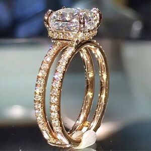 Fashion Gold Plated Rings for Women Cubic Zircon Wedding Party Jewelry Size 6-13