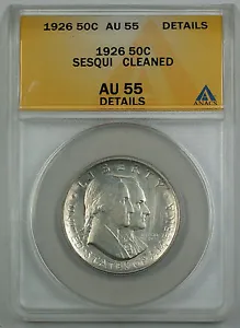 1926 Sesqui Commemorative Silver Half Dollar Coin ANACS AU 55 Detail Cleaned - Picture 1 of 2