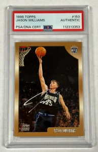 Jason Williams Rookie Auto PSA/DNA 1998 Topps Basketball Sacramento Kings 153 - Picture 1 of 2