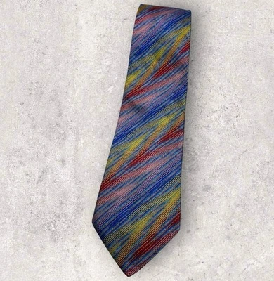 Corbata de seda Missoni ITALIA azul dorado púrpura geométrica con:3,7" usada en excelente estado Foto 1 de 4
