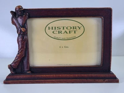 Marco de fotos de golfista artesanal Enesco History marrón tamaño 4 pulgadas x 6 pulgadas Foto 1 de 4