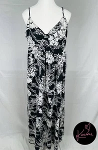 Target Maxi Dress Navy Blue White Floral Size 16 Sleeveless A-line Casual - Picture 1 of 7