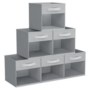 Storage Cubes, 6 Pack Cube Storage Bin, Foldable Storage Cubes with Window, C... - Picture 1 of 6